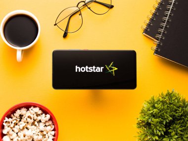 Hotstar mobil uygulama logosu. Stoklar için çekilen bir video yayın servisi. Pazar, 20 Nisan 2020, Assam, Hindistan.