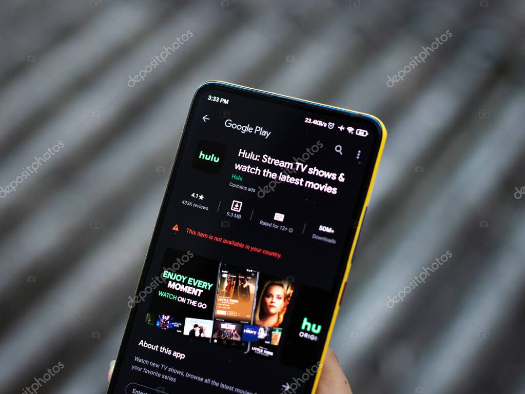 Assam, india - October 29, 2020 : Hulu logo on phone screen stock image.