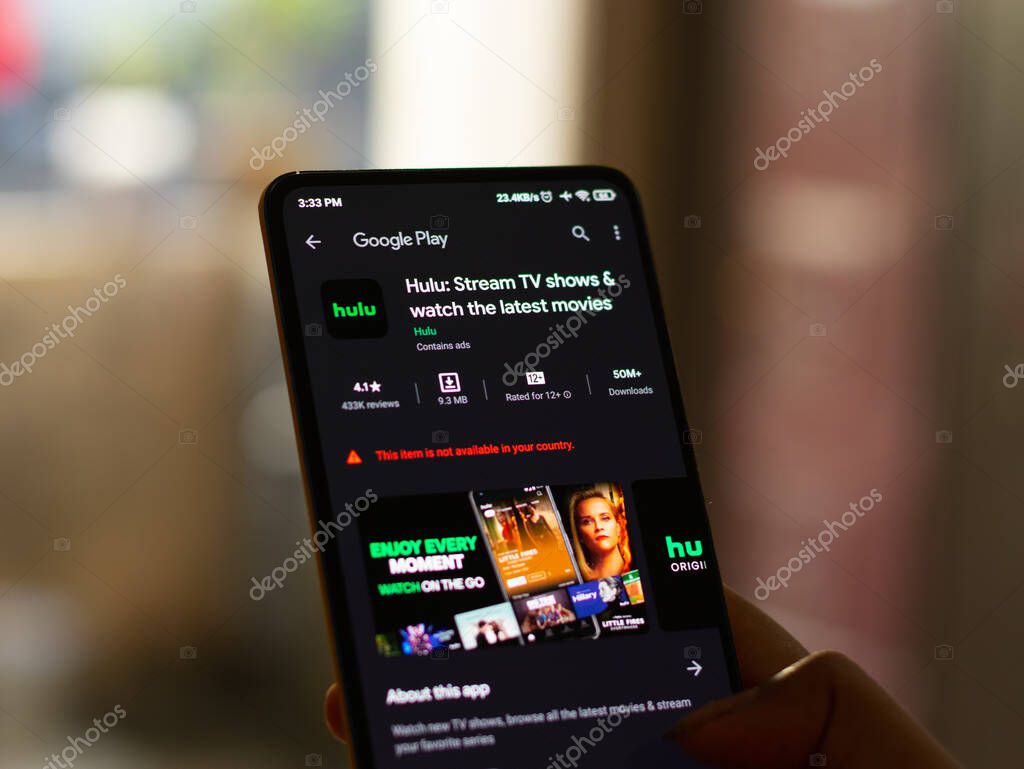 Assam, india - October 29, 2020 : Hulu logo on phone screen stock image.