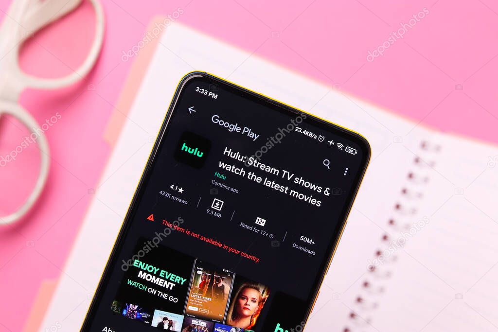 Assam, india - October 29, 2020 : Hulu logo on phone screen stock image.