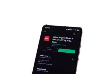 Assam, Hindistan - 29 Kasım 2020: Bugün Hindistan telefon ekranı görüntüsü logosu.