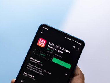 Assam, Hindistan - 10 Nisan 2021: Telefon ekranı görüntüsünde Inshot logosu.