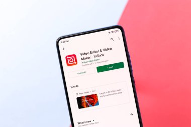Assam, Hindistan - 10 Nisan 2021: Telefon ekranı görüntüsünde Inshot logosu.