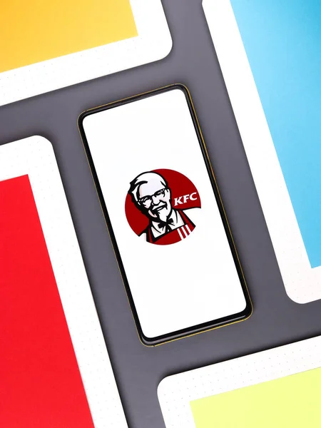 Assam India November 2020 Kfc Logo Phone Screen Stock Image — 스톡 사진