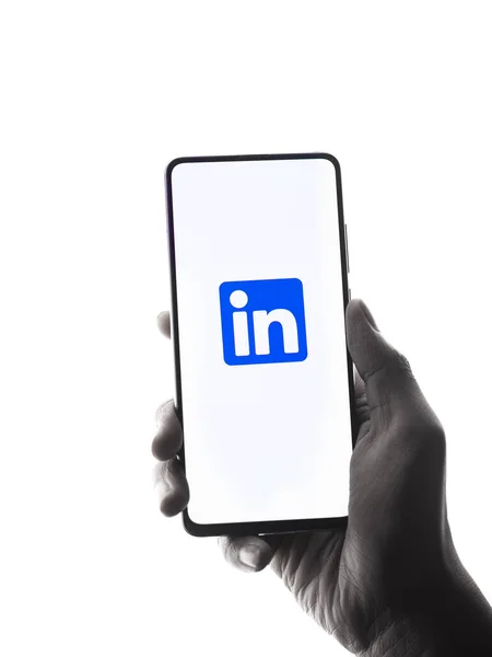 Assam India April 2021 Linkedin Logo Phone Screen Stock Image — 스톡 사진