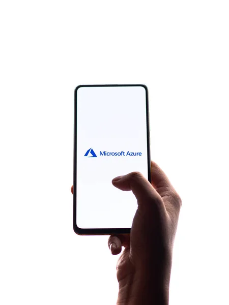Batı Bangal Hindistan Kasım 2021 Telefon Ekranında Microsoft Azure Logosu — Stok fotoğraf