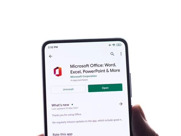 Assam Hindistan Nisan 2021 Microsoft Ofis Logosu Telefon Ekranı Görüntüsü — Stok fotoğraf