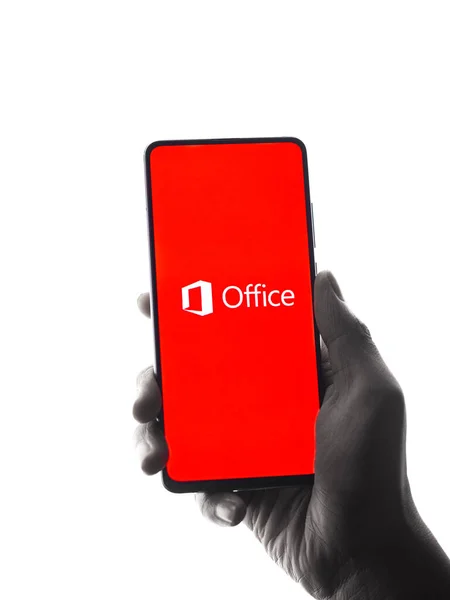 Assam India April 2021 Microsoft Office Logotypen Telefonens Bildskärm — Stockfoto
