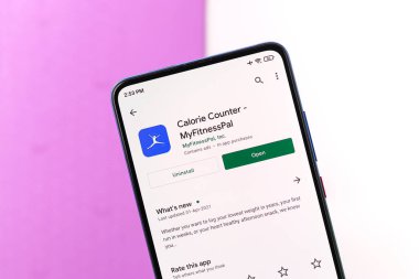 Assam, Hindistan - 10 Nisan 2021: Telefon ekranında MyFitnessPal logosu.