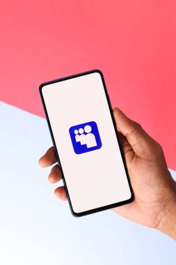 Assam, Hindistan - 10 Nisan 2021: Telefon ekranında Myspace logosu.