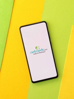 Assam, Hindistan - 14 Temmuz 2020: Hindistan 'ın güvenilir online eczane uygulaması.