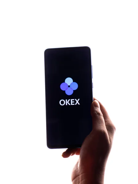 Assam Indien März 2021 Okex Logo Auf Dem Handybildschirm — Stockfoto
