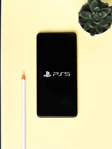 Assam India November 2020 Play Station Logo Phone Screen Stock — 스톡 사진