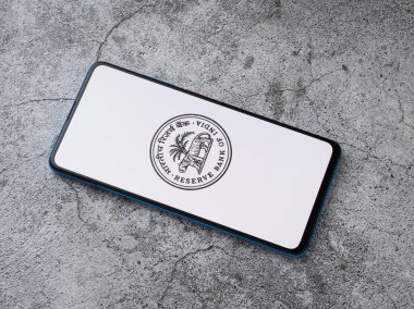 Assam, Hindistan - 9 Ağustos 2020: Hindistan logosunun RBI / Reserve Bankası.