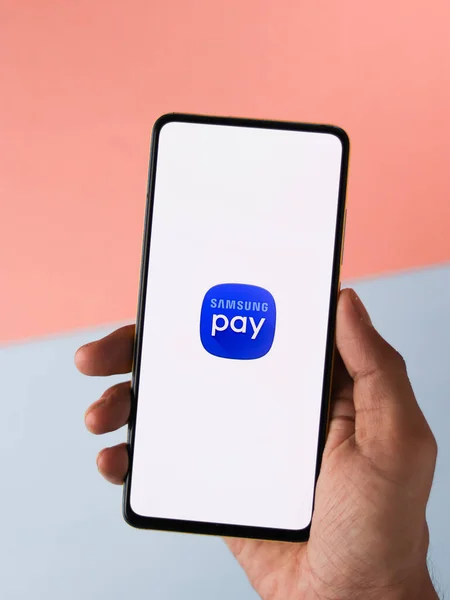 Assam Indien September 2020 Samsung Pay Logo Auf Dem Handybildschirm — Stockfoto