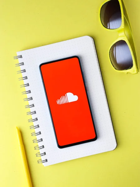 Assam Índia Agosto 2020 Logotipo Soundcloud Imagem Estoque Tela Telefone — Fotografia de Stock