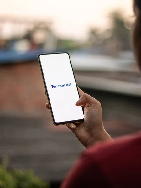 Assam Hindistan Kasım 2020 Telefon Ekranı Görüntüsünde Tencent Logosu — Stok fotoğraf