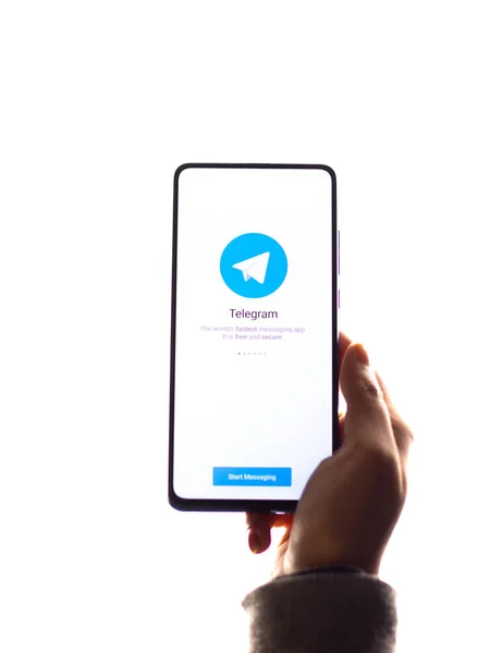 Assam India Augustus 2020 Telegram Logo Afbeelding Telefoonscherm — Stockfoto