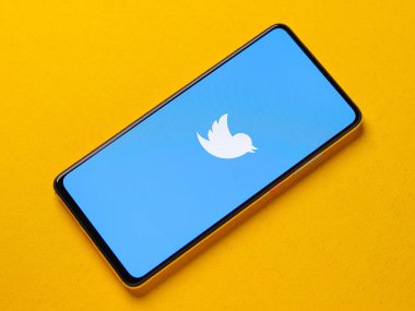 Assam, Hindistan - 29 Ekim 2020: Twitter logosu telefon ekranı görüntüsü.