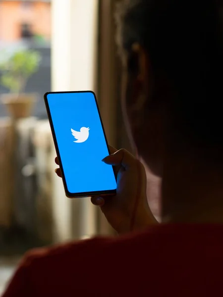 Assam India Ottobre 2020 Logo Twitter Sullo Schermo Del Telefono — Foto Stock