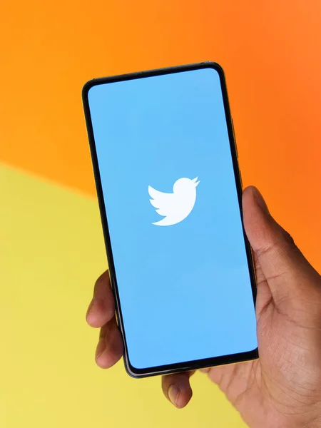 Assam Índia Outubro 2020 Logotipo Twitter Imagem Estoque Tela Telefone — Fotografia de Stock