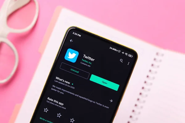 Assam Indie Října 2020 Logo Twitteru Fotografii Telefonu — Stock fotografie