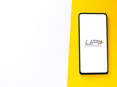 West Bangal, India - September 28, 2021 : UPI logo on phone screen stock image. clipart