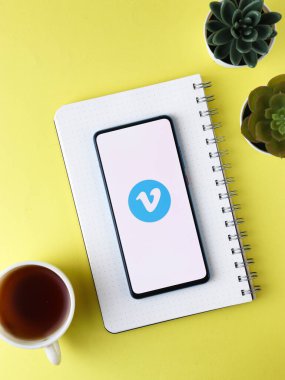 Assam, Hindistan - 15 Ağustos 2020: Telefon ekranında bir video paylaşım platformu logosu.