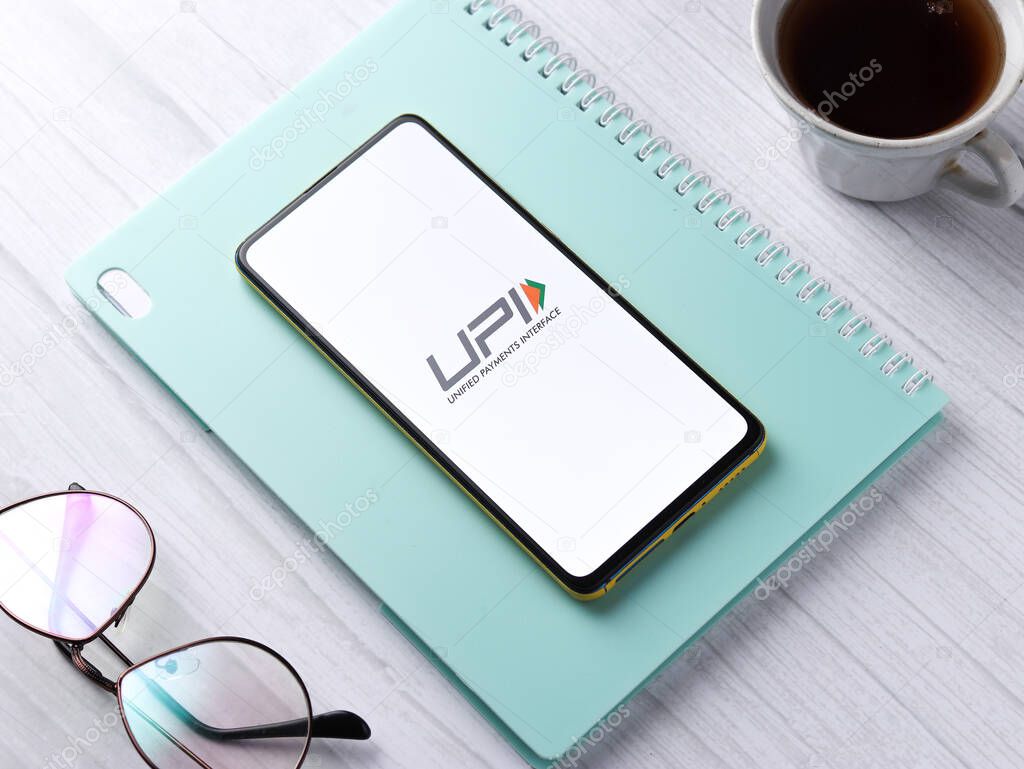 West Bangal, India - September 28, 2021 : UPI logo on phone screen stock image.