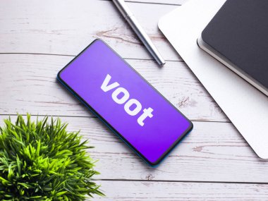 Voot mobil uygulama logosu. Stoklar için çekilen bir video yayın servisi. Pazar, 20 Nisan 2020, Assam, Hindistan.