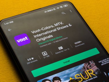 Voot mobil uygulama logosu. Stoklar için çekilen bir video yayın servisi. Pazar, 20 Nisan 2020, Assam, Hindistan.