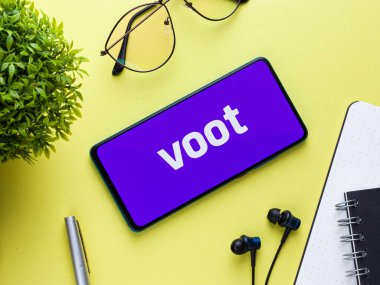 Voot mobil uygulama logosu. Stoklar için çekilen bir video yayın servisi. Pazar, 20 Nisan 2020, Assam, Hindistan.