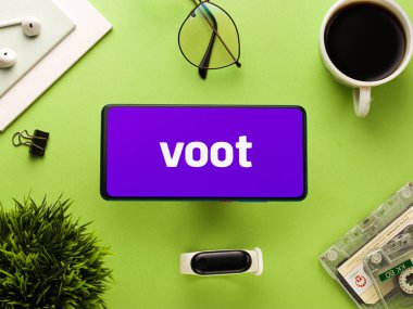 Voot mobil uygulama logosu. Stoklar için çekilen bir video yayın servisi. Pazar, 20 Nisan 2020, Assam, Hindistan.