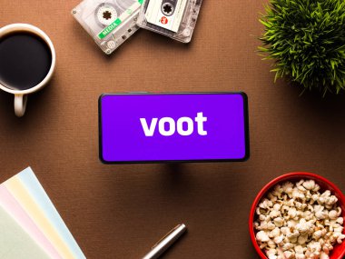 Voot mobil uygulama logosu. Stoklar için çekilen bir video yayın servisi. Pazar, 20 Nisan 2020, Assam, Hindistan.
