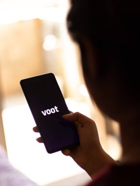 Voot mobil uygulama logosu. Stoklar için çekilen bir video yayın servisi. Pazar, 20 Nisan 2020, Assam, Hindistan.