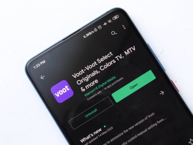 Voot mobil uygulama logosu. Stoklar için çekilen bir video yayın servisi. Pazar, 20 Nisan 2020, Assam, Hindistan.