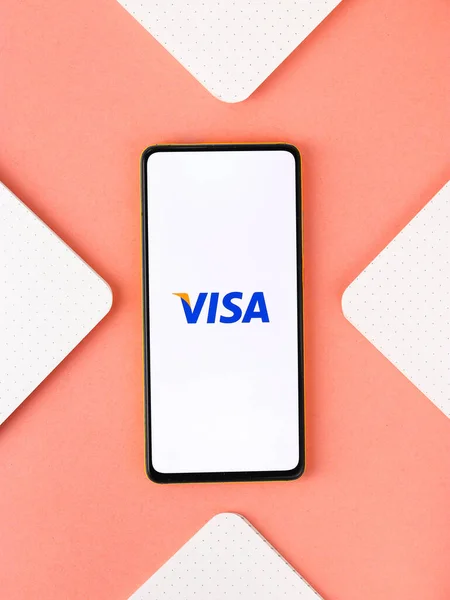 Ассам Индия Сентября 2020 Года Логотип Visa Экране Телефона — стоковое фото