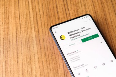 Assam, Hindistan - 10 Nisan 2021 Telefon ekranında WION uygulama logosu.