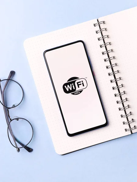 Ассам Индия Января 2020 Года Логотип Wifi Экране Телефона — стоковое фото
