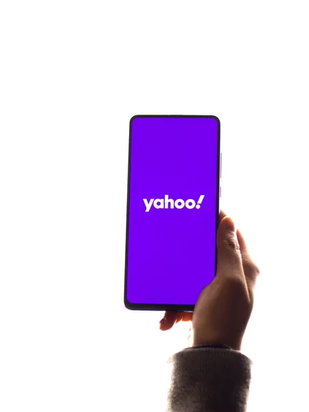 Assam Indien Januar 2021 Yahoo Logo Auf Dem Handybildschirm — Stockfoto
