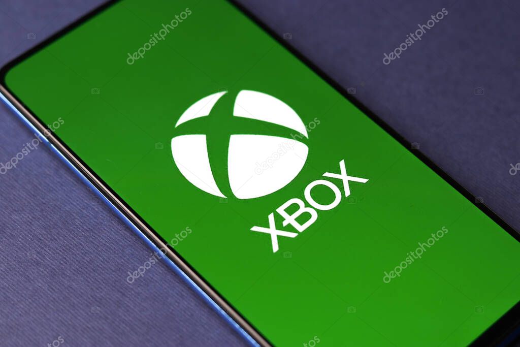 Assam, india - December 20, 2020 : Xbox logo on phone screen stock image.