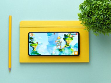 Assam, Hindistan - 11 Ekim 2020: Kızgın Kuşlar telefon ekranında oyun logosu.