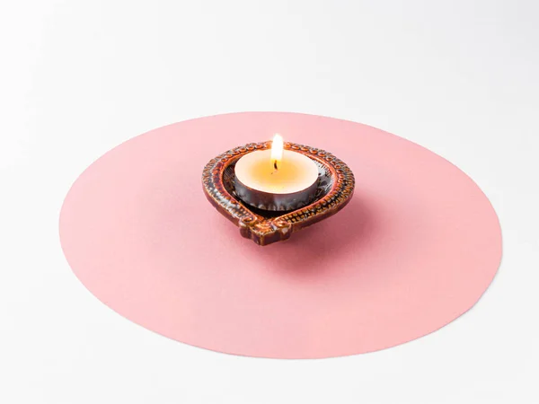 Clay Diya Oder Lampe Mit Rangoli Archivbild — Stockfoto