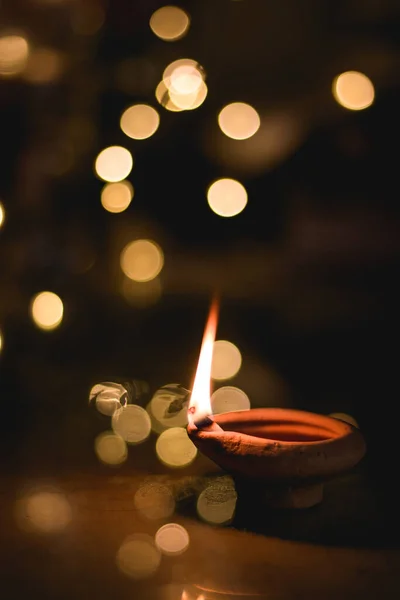 Clay Diya Oder Lampe Mit Rangoli Archivbild — Stockfoto