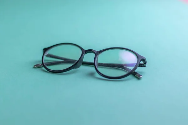 Szemüvegek Állomány Kép Kék Backround — Stock Fotó