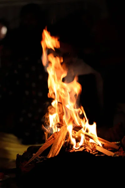 Imagens Estoque Fogo Indiano Hawan Pooja — Fotografia de Stock