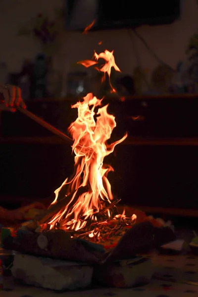 Indisches Hawan Und Pooja Feuer Archivbilder — Stockfoto