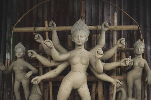 Fazendo Ídolo Durga Pela Imagem Estoque Artista — Fotografia de Stock