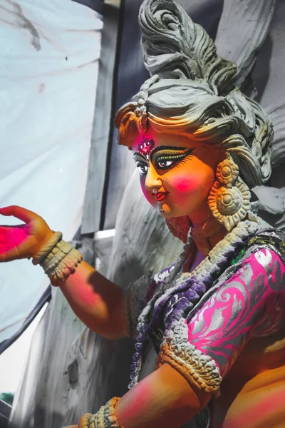 Fabrication Durga Idol Par Artiste Image Stock — Photo