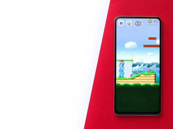 Assam India Oktober 2020 Super Mario Logotyp Telefonen Skärmbild — Stockfoto